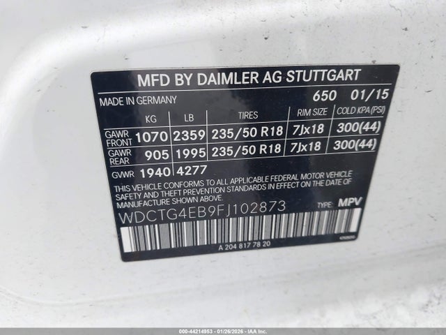 2015 MERCEDES-BENZ GLA 250 WDCTG4EB9FJ102873 Photo 8