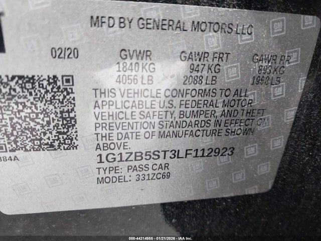 1G1ZB5ST3LF112923 Chevrolet Malibu Fwd Ls