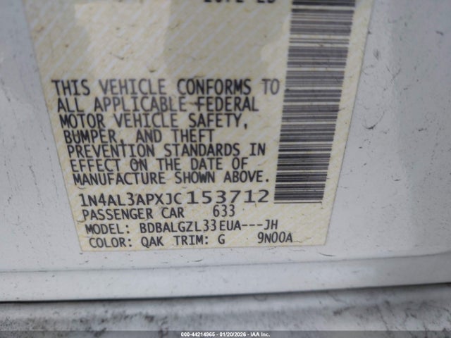 1N4AL3APXJC153712 Nissan Altima 2.5 S