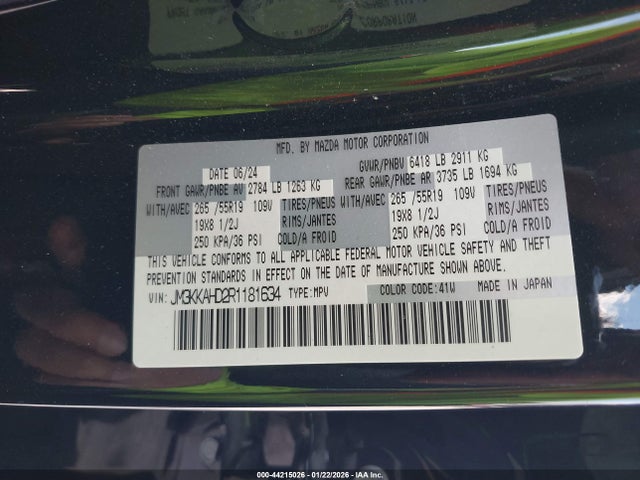 2024 MAZDA CX-90 JM3KKAHD2R1181634 Photo 8