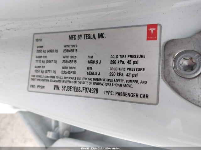 2018 TESLA MODEL 3 5YJ3E1EB8JF074929 Photo 8