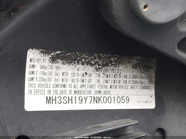 MH3SH19Y7NK001059 Yamaha Czd300 A