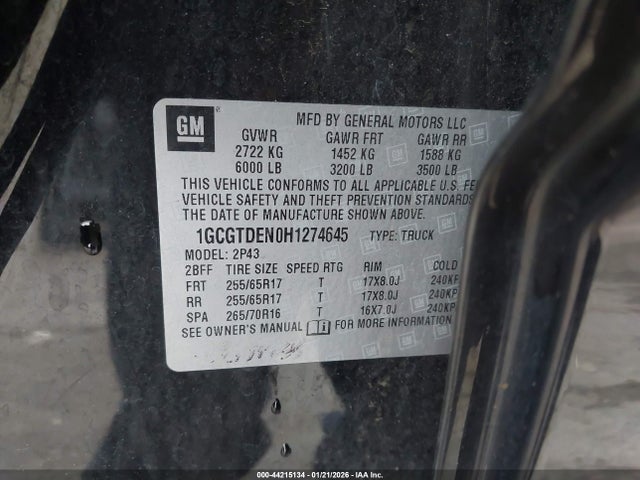 1GCGTDEN0H1274645 Chevrolet Colorado Z71