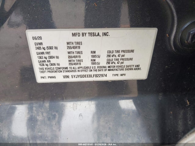 2020 TESLA MODEL Y 5YJYGDEE8LF022974 Photo 8