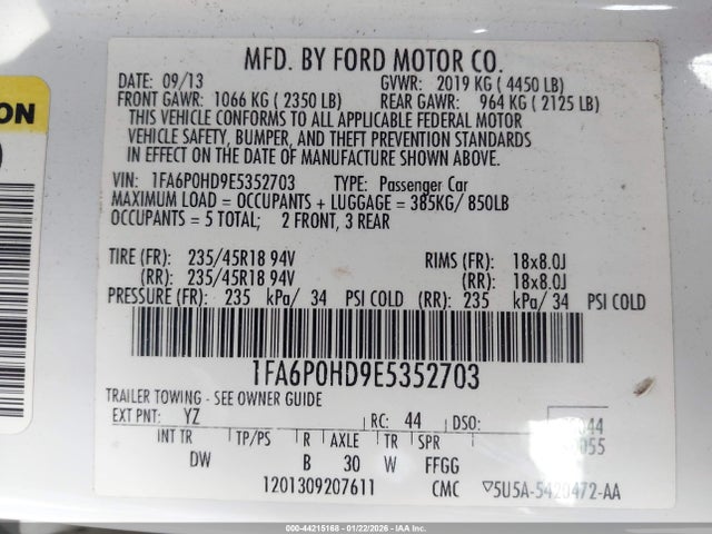 1FA6P0HD9E5352703 Ford FUSION SE