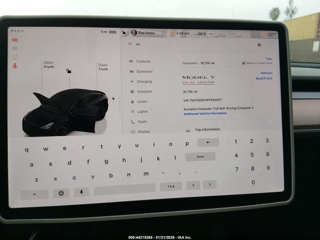 44215265 :رقم المزاد ، 7SAYGDEF9PF602557 vin ، 2023 Tesla Model Y Performance Dual Motor All-wheel Drive مزاد بيع