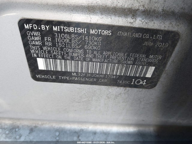 2019 MITSUBISHI MIRAGE G4 ML32F3FJ0KHF17947 Photo 8