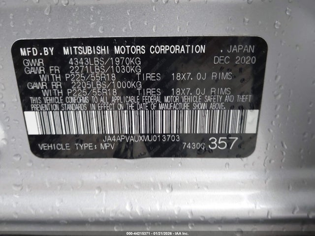 Aukcja sprzedaży 2021 Mitsubishi Outlander Sport 2.0 Se 2wd, vin: JA4APVAUXMU013703, numer aukcji: 44215371