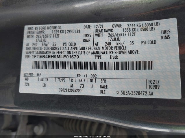 1FTER4EH9MLE01679 Ford Ranger Xlt