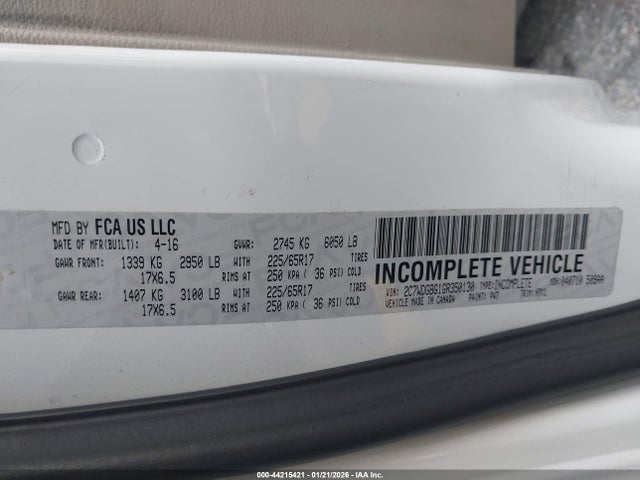 Продажа на аукционе авто 2016 Dodge Grand Caravan Se, vin: 2C7WDGBG1GR350130, номер лота: 44215421