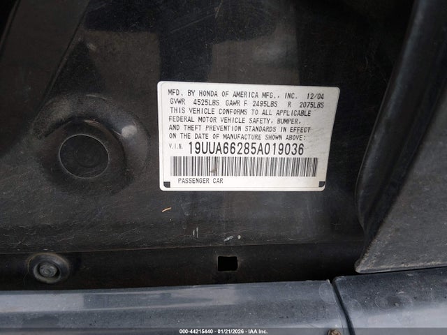 2005 Acura Tl მანქანა იყიდება აუქციონზე, vin: 19UUA66285A019036, აუქციონის ნომერი: 44215440