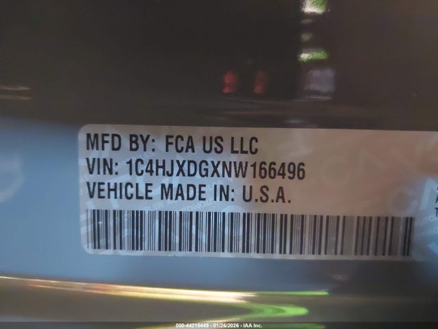 Продаж на аукціоні авто 2022 Jeep Wrangler Unlimited Sport S 4x4, vin: 1C4HJXDGXNW166496, номер лоту: 44215449