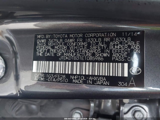 Toyota Prius C One 2014 JTDKDTB31E1085986 Image 9