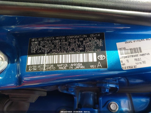Toyota Prius C Two 2014 JTDKDTB33E1566743 Image 9