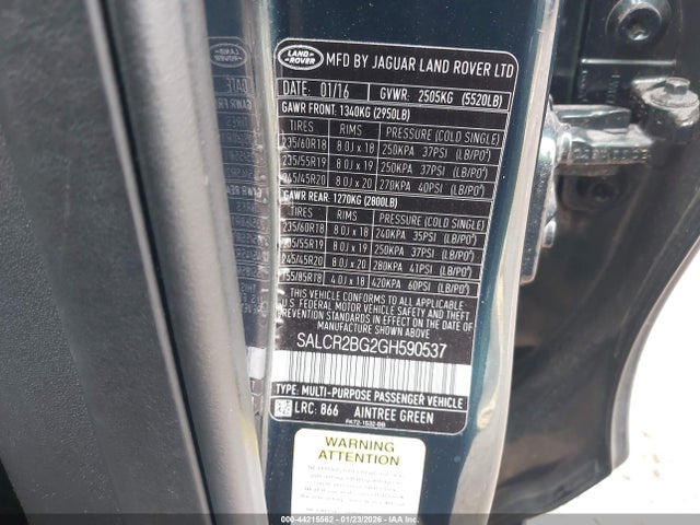 SALCR2BG2GH590537 Land Rover Discovery Sport Hse