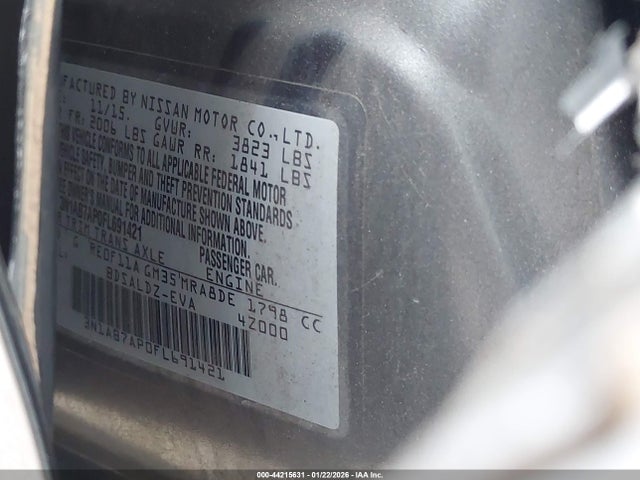 3N1AB7AP0FL691421 Nissan SENTRA SV