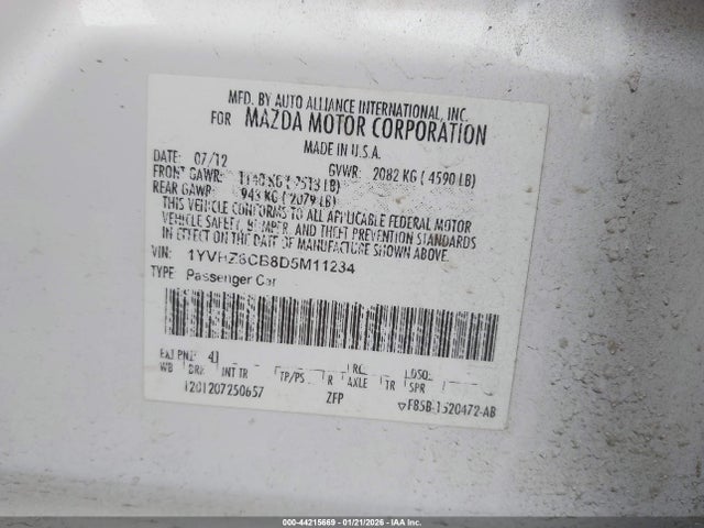 Aukcja sprzedaży 2013 Mazda Mazda6 S Grand Touring, vin: 1YVHZ8CB8D5M11234, numer aukcji: 44215669