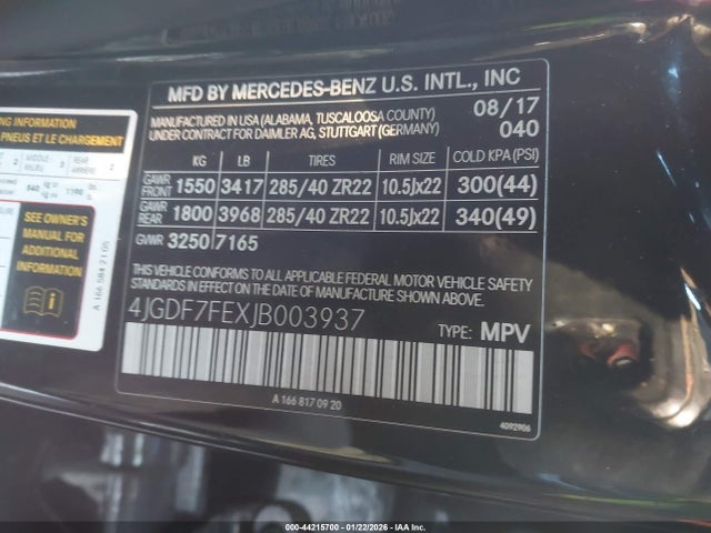 2018 MERCEDES-BENZ AMG GLS 63 4JGDF7FEXJB003937 Photo 8