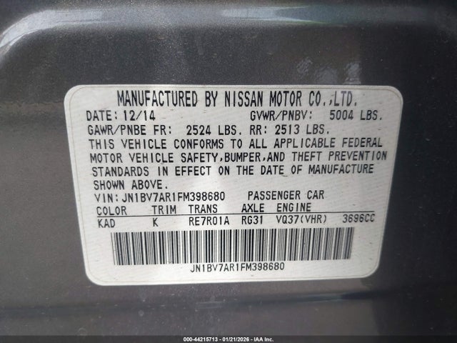 JN1BV7AR1FM398680 Infiniti Q50 Premium