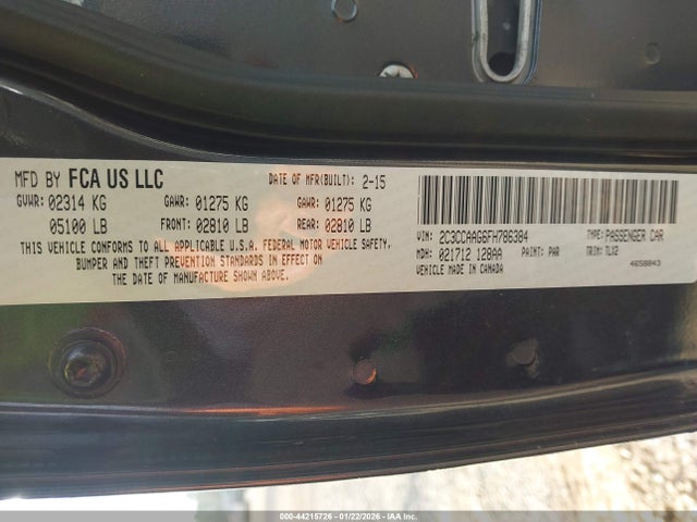 2015 Chrysler 300 Limited მანქანა იყიდება აუქციონზე, vin: 2C3CCAAG6FH786384, აუქციონის ნომერი: 44215726