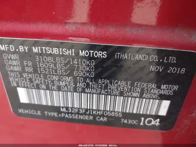 2019 MITSUBISHI MIRAGE G4 ML32F3FJ1KHF05855 Photo 8