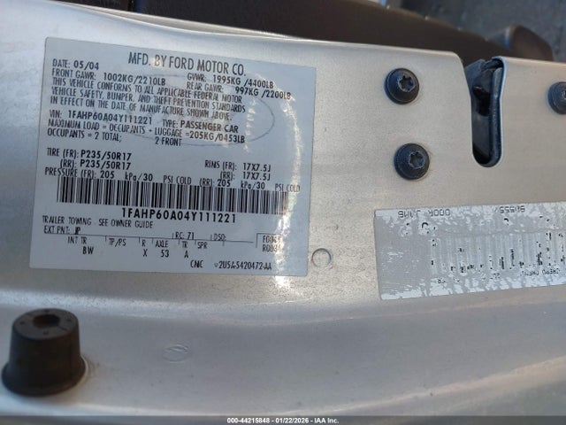 2004 FORD THUNDERBIRD 1FAHP60A04Y111221 Photo 8