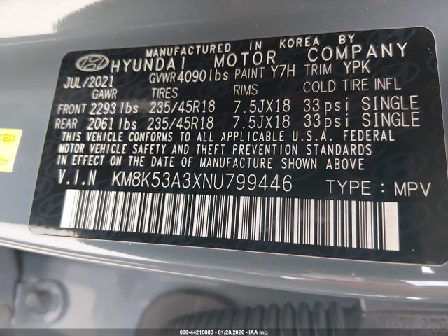2022 HYUNDAI KONA KM8K53A3XNU799446 Photo 8