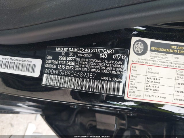 Продаж на аукціоні авто 2012 Mercedes-benz E 350, vin: WDDHF5KB9CA589387, номер лоту: 44215903