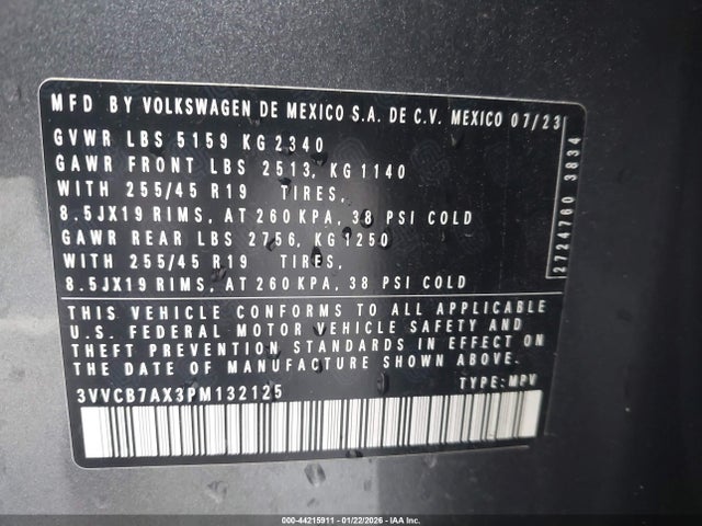 3VVCB7AX3PM132125 Volkswagen Tiguan 2.0t Se R-line Black