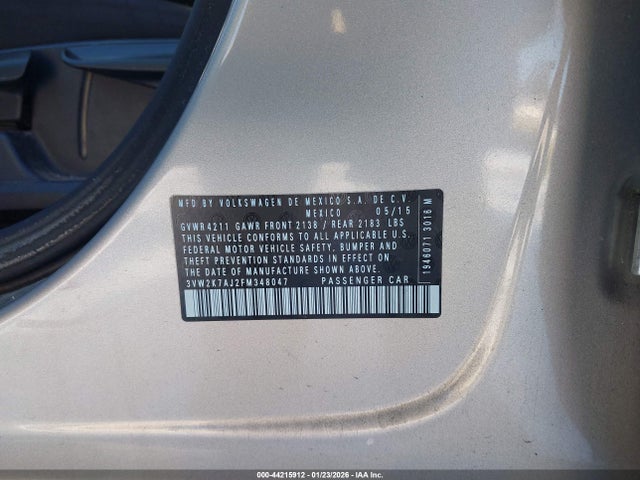 Volkswagen Jetta 2.0l S 2015 3VW2K7AJ2FM348047 Image 9