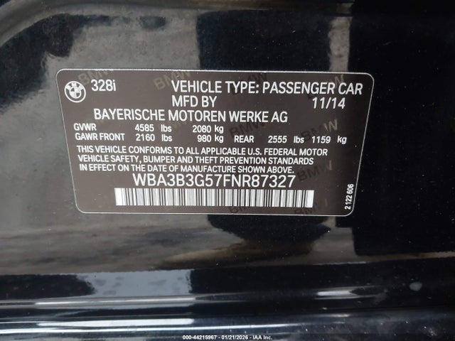 2015 BMW 328I WBA3B3G57FNR87327 Photo 8