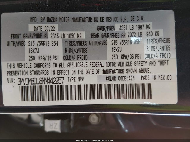 3MVDMBDL8NM442257 Mazda Cx-30 Premium