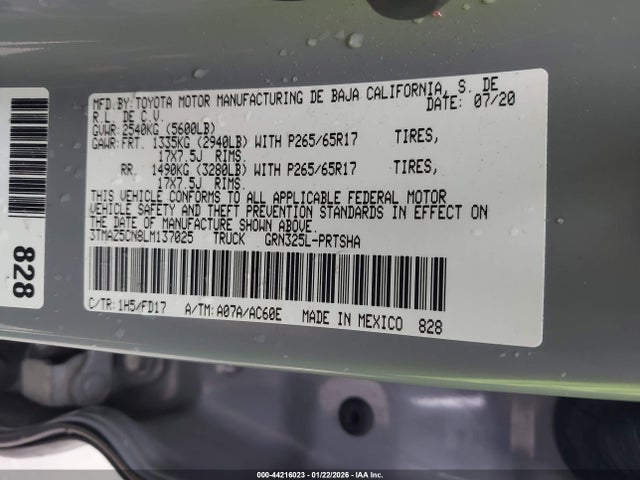 3TMAZ5CN8LM137025 Toyota Tacoma Trd Sport