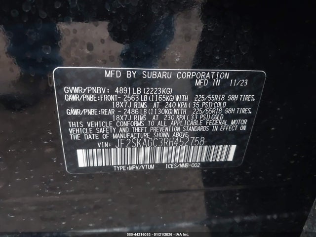 2024 SUBARU FORESTER JF2SKAGC3RH452758 Photo 8