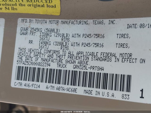 5TFAZ5CNXHX022394 Toyota Tacoma Sr5 V6