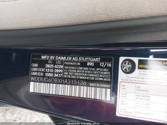 WDDUG6DBXHA315136 Mercedes-Benz S 550e Plug-in Hybrid