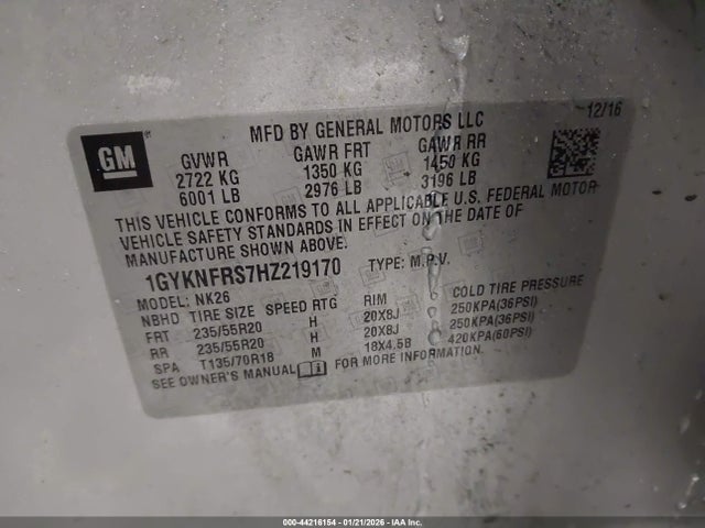 Продажа на аукционе авто 2017 Cadillac Xt5 Platinum, vin: 1GYKNFRS7HZ219170, номер лота: 44216154
