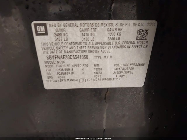 2012 CADILLAC SRX 3GYFNAE38CS541860 Photo 8