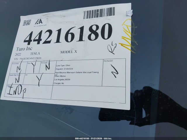 Aukcja sprzedaży 2022 Tesla Model X Dual Motor All-wheel Drive, vin: 7SAXCBE54NF328636, numer aukcji: 44216180