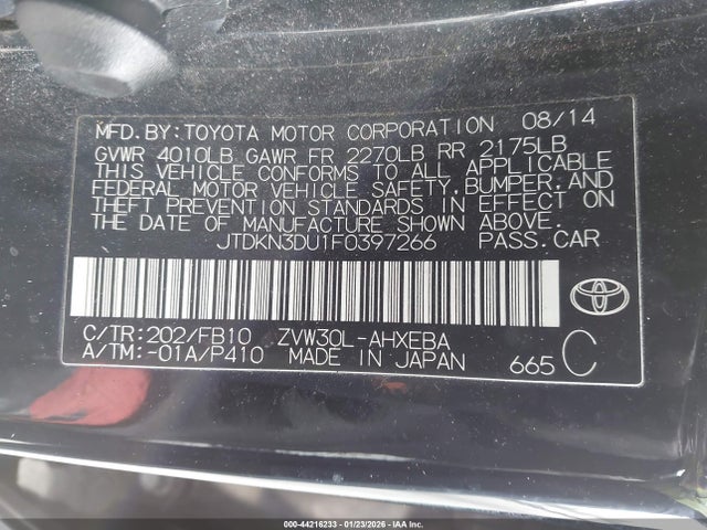 2015 TOYOTA PRIUS JTDKN3DU1F0397266 Photo 8