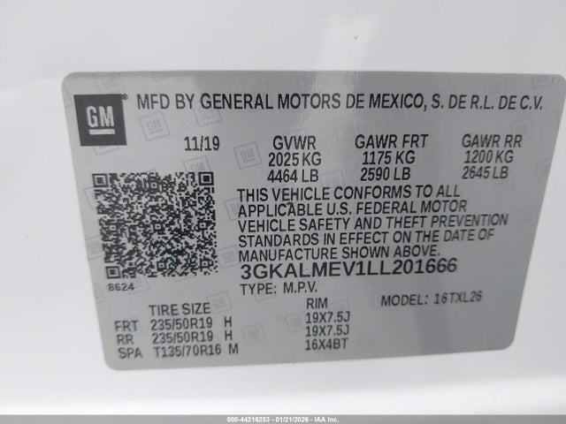 3GKALMEV1LL201666 GMC Terrain Fwd Sle