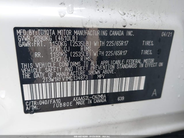 2T3W1RFV1MC134873 Toyota Rav4 Xle