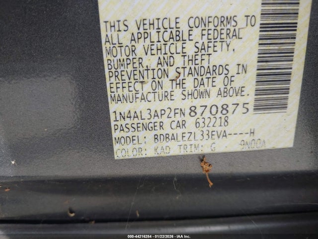 1N4AL3AP2FN870875 Nissan Altima 2.5 S