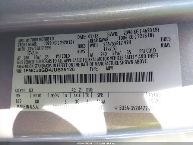 2018 FORD ESCAPE 1FMCU0GD4JUB35126 Photo 8