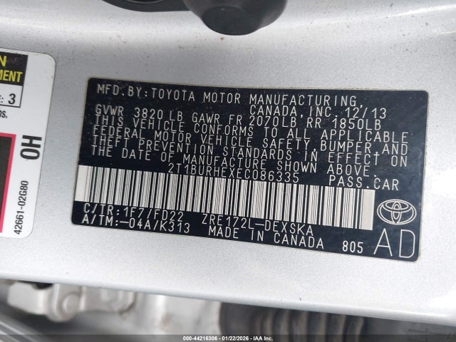 Toyota Corolla S Plus 2014 2T1BURHEXEC086335 Image 9