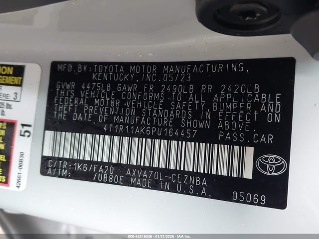 4T1R11AK6PU164457 Toyota CAMRY LE