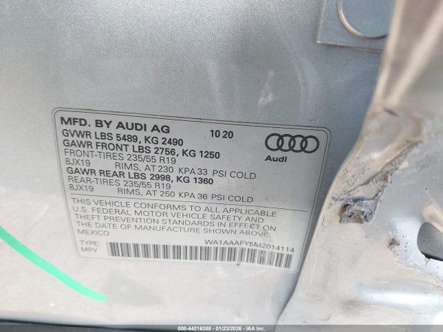 WA1AAAFY5M2014114 Audi Q5 Premium 45 Tfsi Quattro S Tronic
