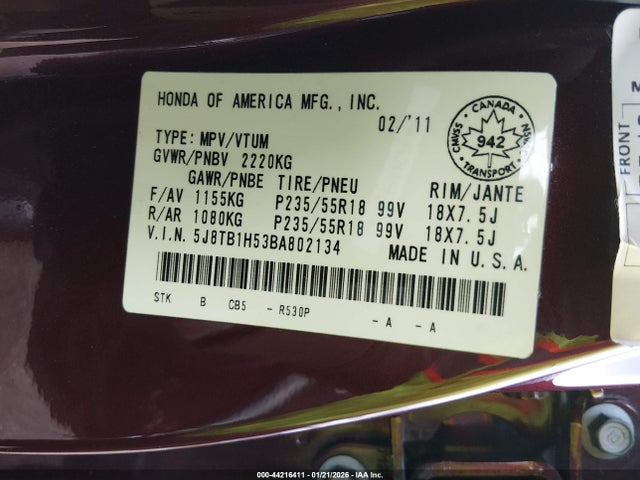 2011 ACURA RDX 5J8TB1H53BA802134 Photo 8