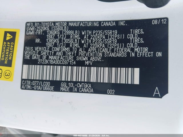 Aukcja sprzedaży 2013 Lexus Rx 350, vin: 2T2ZK1BA9DC097154, numer aukcji: 44216499