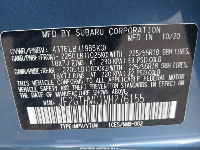 Subaru Crosstrek Limited 2021 JF2GTHMC1MH276155 Image 9
